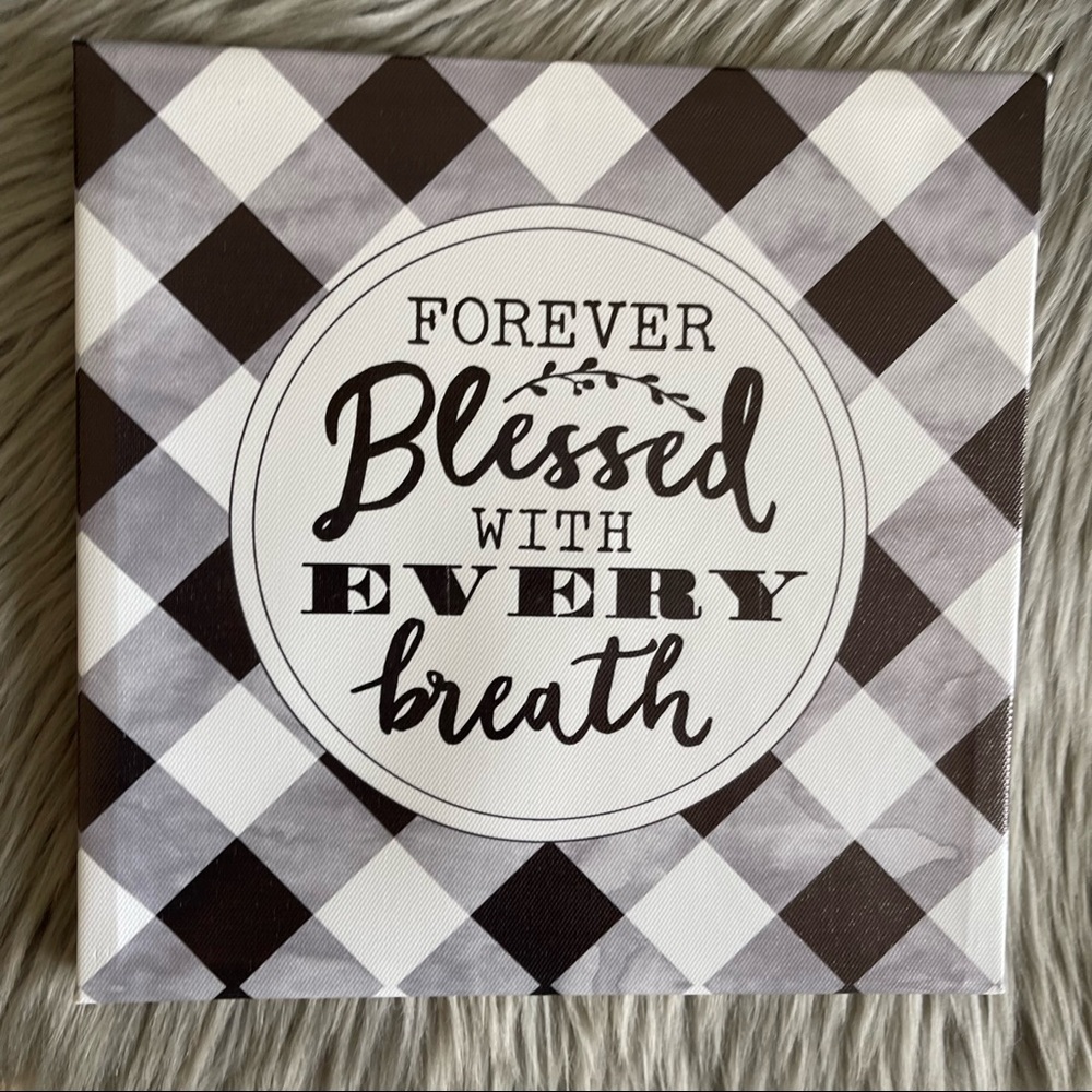 Farmhouse gingham checkered blessed canvas  wall art decor - Picture 3 of 3